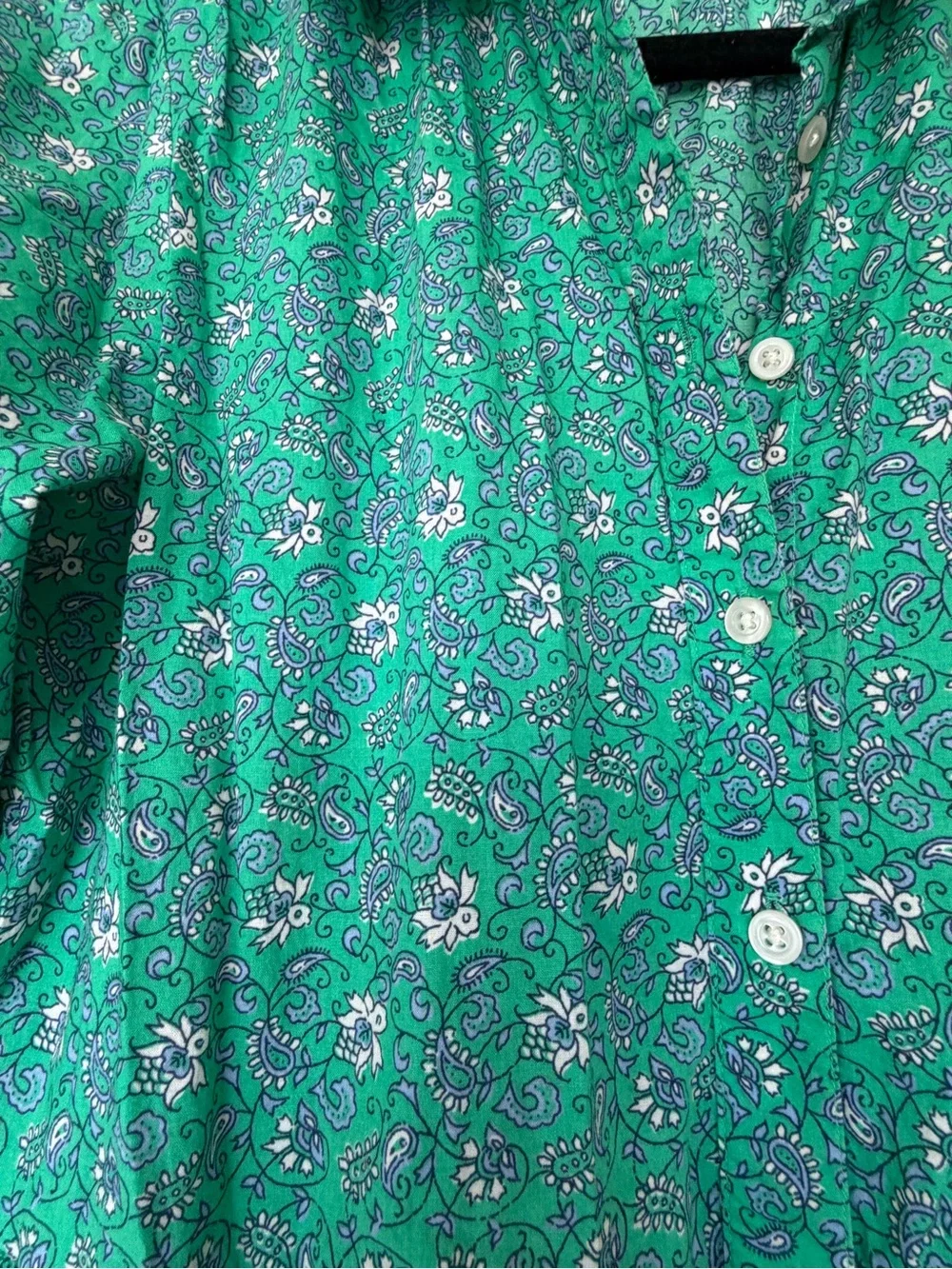 J. Crew Green Floral Long-Sleeve Button Dress with Lace - Picture 5 of 10